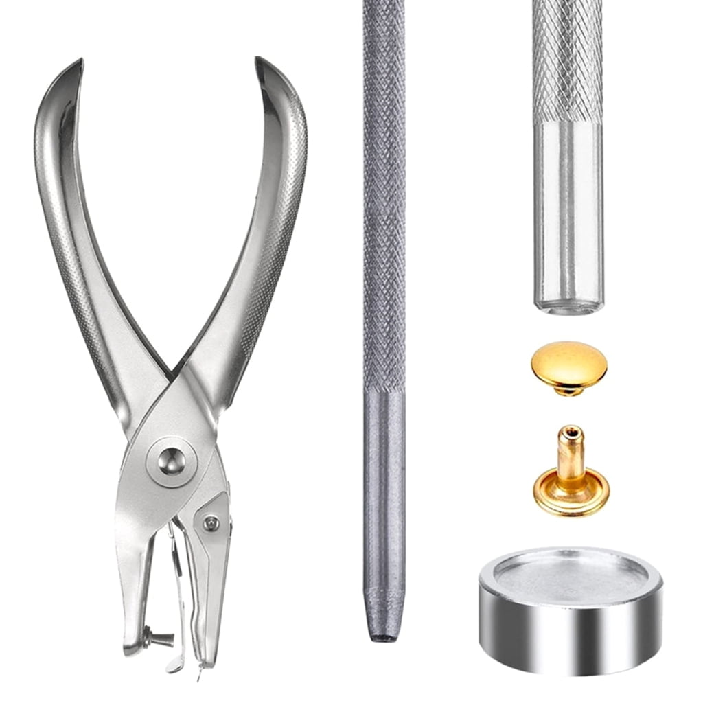 480 Sets 4 Colors Leather Rivets, Double Caps Brass Rivets with Punch Pliers and 3Pcs Install Tools for Leather Crafts
