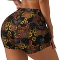 thumbnail image 2 of Sigee Embroidery Chicken Rooster And Sunflowers Print Women's High Waist Workout Shorts - Squat Proof, Tummy Control, Yoga and Gym Activewear-, 2 of 9