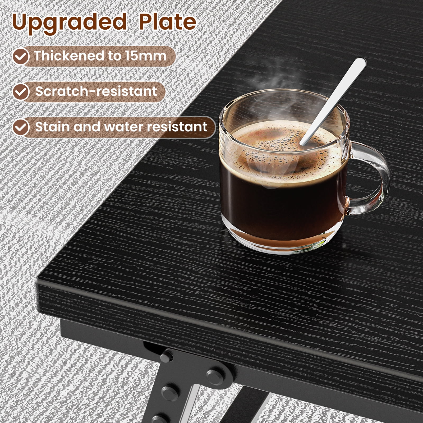 Flycity No Assembly Folding Coffee Table, Leg Latches Portable Sturdy Floor Table Desk for Sitting on the Floor, Low Coffee Table for Living Room, Home, Office, Black, 41.34"x21.65"x15.75"