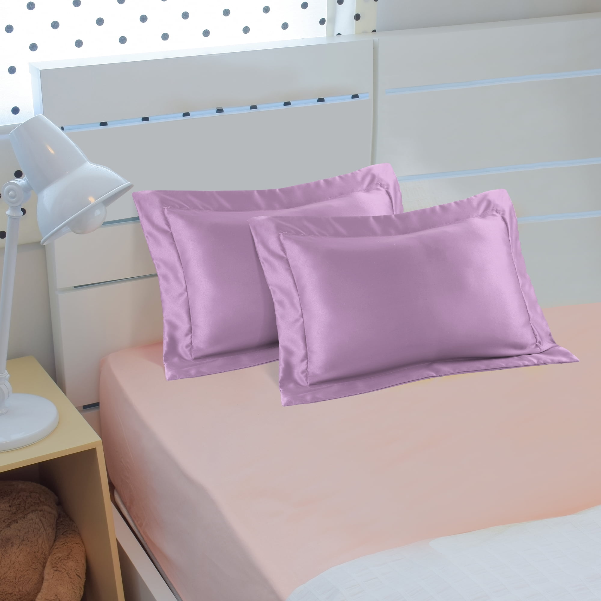 Satin Pillowcase Boudoir Size Pillow Shams Set of 2 Silky Sateen Pillow