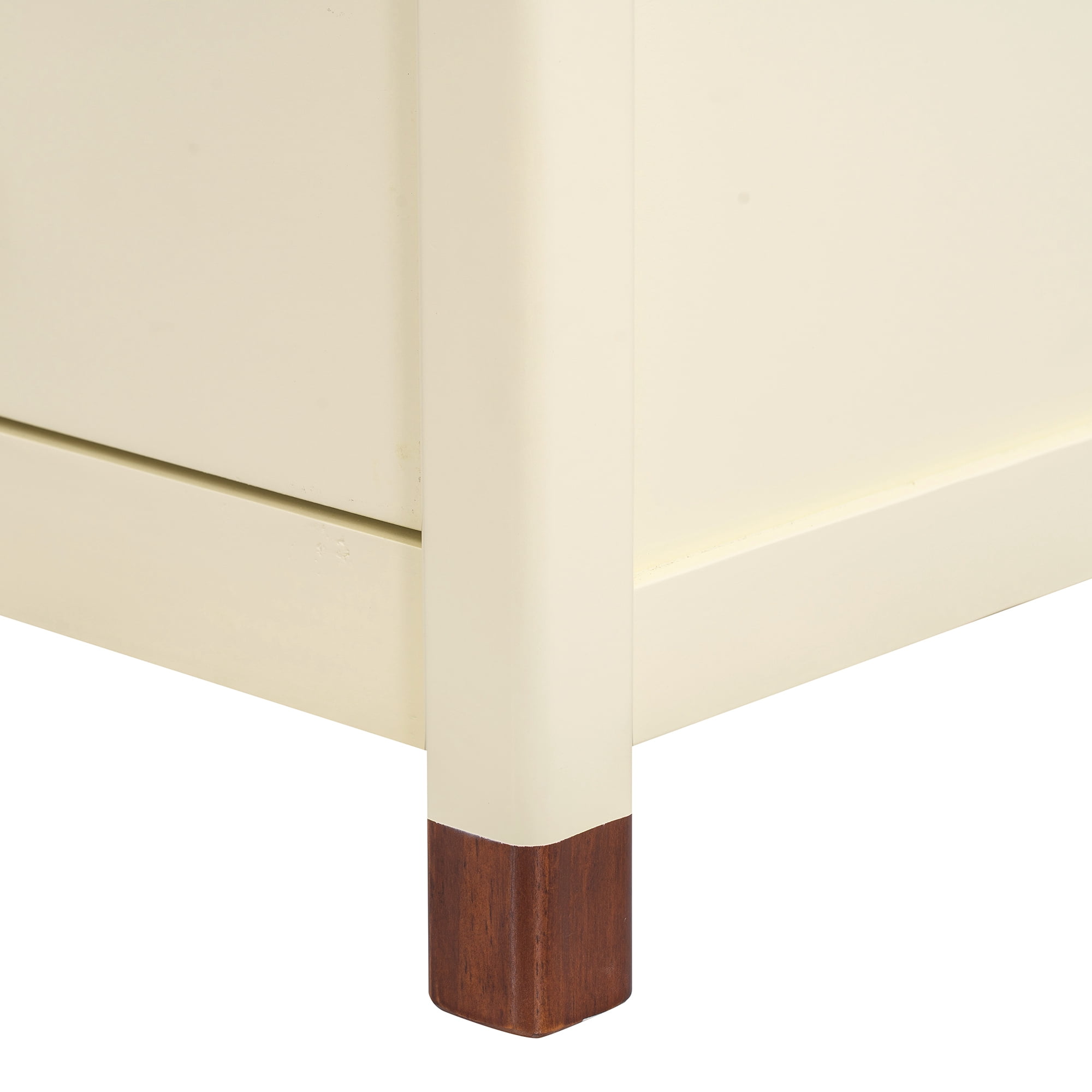 EUROCO Wooden Nightstand with Two Drawers for Kids, Pine Wood Bedside Table,  Cute Design End Table for Bedroom,Cream+Walnut