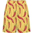 thumbnail image 3 of NICKSUN Shorts de Pyjama Amusants pour Hommes, Bas de Pyjama Courts Doux avec Poches, Dessin Animé Chili Jaune, P, 3 of 6