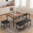 thumbnail image 1 of Ensemble de Table à Manger pour 4 avec Banc Rembourré et 2 Chaises, Tablette de Rangement, Gain de Place, Assemblage Facile, Brun Rustique., 1 of 6