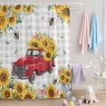 thumbnail image 2 of Shower Curtain Sunflower Red Truck Shower Curtains for Bathroom Decor, Waterproof Polyester Shower Curtain Set with Hooks, Extra Long 72" x 84" Farmhouse Grey Plaid, 2 of 9