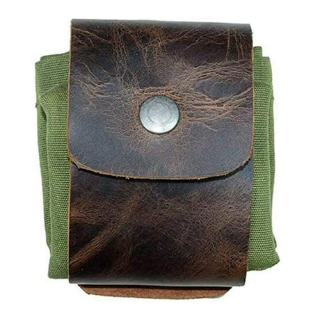

Leather and Canvas Bushcraft Bag Collapsible Waxed Canvas Foraging Pouch for Hiking