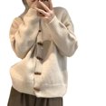 thumbnail image 5 of Cárdigan de punto retro para mujer en otoño e invierno nuevo estilo botón de cuerno cuello redondo chaquetas de suéter de moda suaves y cerosas para mujer, 5 of 5