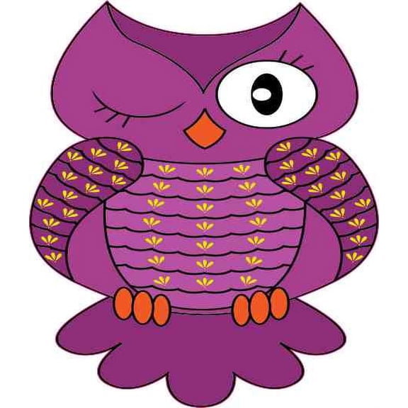 3in x 3.5in Winking Purple Owl Sticker Vinyl Cup Car Truck Decal Stickers
