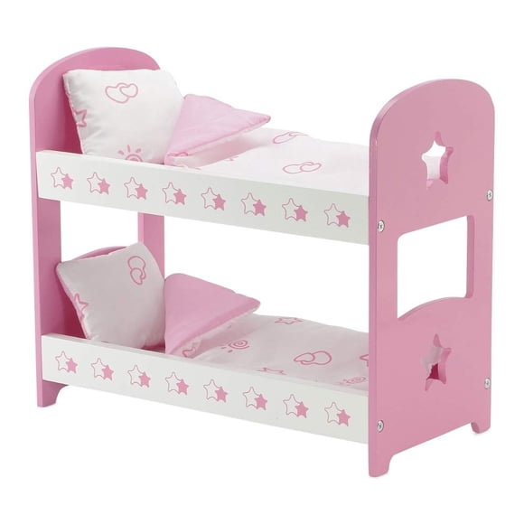 Litera para muñecas Emily Rose, 14 pulgadas, rosa/blanco con ropa de cama