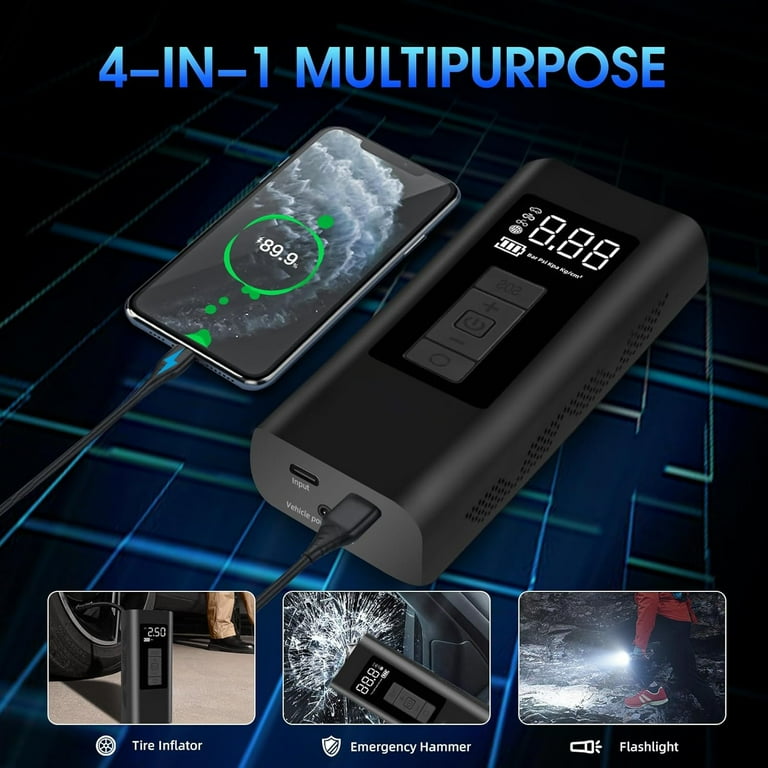 Portable Tire Inflator Air Compressor 160 PSI Air Pump with 12000mAh Battery 12V Dual Power