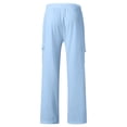 thumbnail image 5 of JTieacloth Casual Pants for Men Men's Fashion Solid Color Linen Casual Pants Breathable Cargo Pocket Loose Casual Wide Leg Pants Blue, 5 of 6