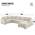 thumbnail image 2 of Harper & Bright Designs U-Shaped 6-Seat Chenille Sectional Sofa with Chaise Lounge and Cup Holders, Deep Seating Corner Couch Set for Living Room/Apartment, 119*67" Beige, 2 of 20