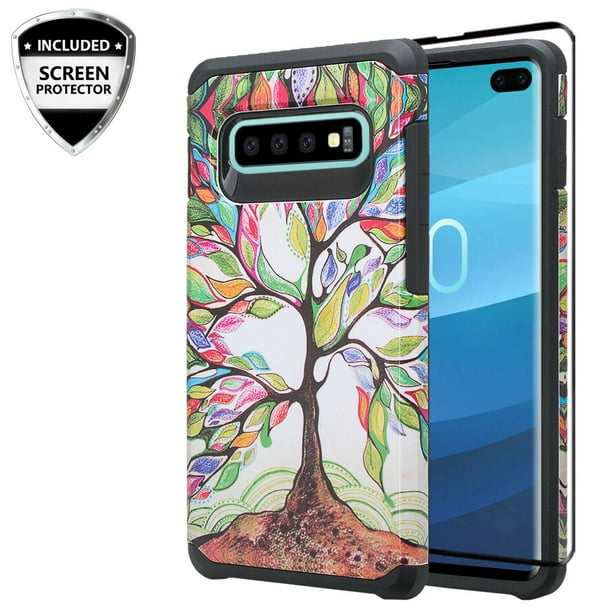 For Samsung Galaxy S10 Plus/S10+ Case w/[TPU Screen Protector] Silicone  Shock Proof Dual Layer Hard Phone Case Cover for Galaxy S10+/S10 Plus - 
