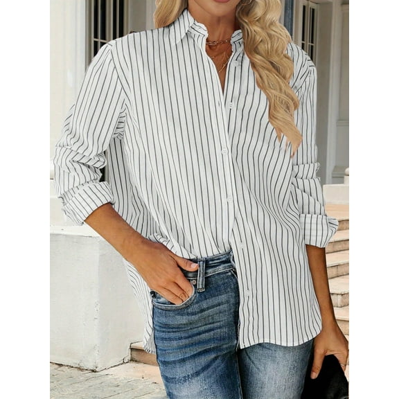 Women's Striped Shirt, Casual Shirt, Daily Commuter Outfit