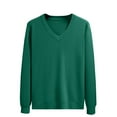 thumbnail image 2 of Zynviq Sweater Men V Neck Green Solid Oversized Long Sleeve Pullover Sweaters Mens Fall Sweater XL, 2 of 6