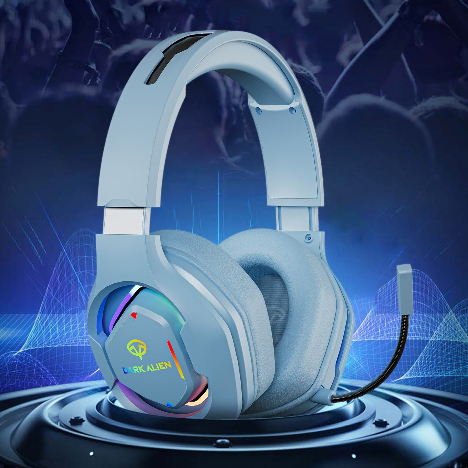 Bluetooth Headphones, Wireless Over-ear Headphones Gaming Headset Gaming Headphones with Microphone, Bluetooth Over Ear Headphones(Blue)