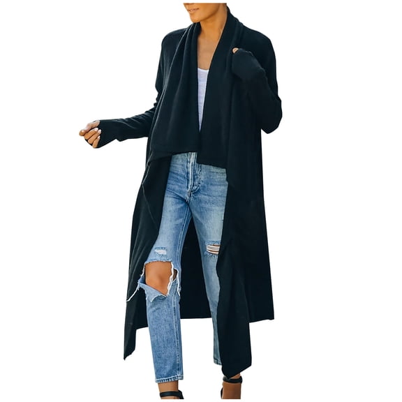 LYXSSBYX Long Sleeve T Shirts for Women Women Casual Solid Long Sleeve Cardigan Sweater Coat with Pockets