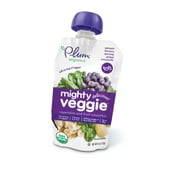 (4 pack) (4 Pack) Plum Organics Mighty Veggie Spinach, Parsnip, Grape & Amaranth, 4oz