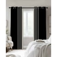 thumbnail image 4 of Black Beige Striped Blackout Curtains for Bedroom Living Room Darkening Curtains 54 Inch Long Modern Farmhouse Retro Lines Short Curtain for Small Window Treatment Insulated Grommet Drapes 42"x54"x2, 4 of 9