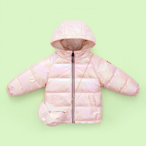 ATOGUTA Kids Boys Girls Down Jacket Coat Warm Winter Coat Windproof Rain Jacket Snow Coat Pink, Size 6M-6