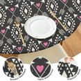thumbnail image 4 of Boho Floral Pattern Vinyl Tablecloth with Elastic Edge, Fits 38 to 42 Inch Tables, 44" Stain Resistant Cover for Party Decor, 4 of 7