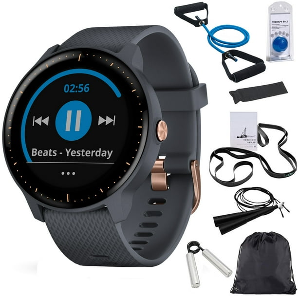 Garmin Vivoactive 3 Music GPS Smartwatch Granite + Rose Gold with Deco Gear Fitness Kit - Walmart.com