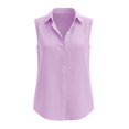 thumbnail image 4 of GZWYHT Women's Sleeveless Button Up Blouses Collared Neck Loose Fit Breathable Summer Casual Tops Curved Hem Work Shirts for Office Purple L, 4 of 5
