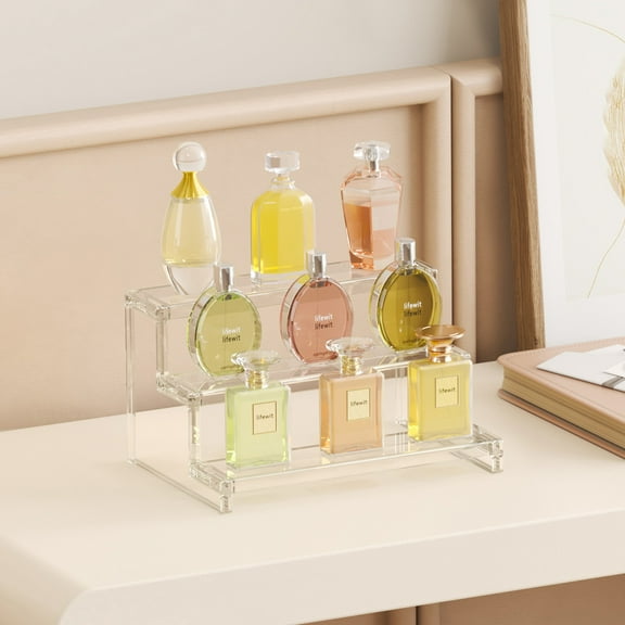 Lifewit 3 Tier Clear Display Riser Stand, 9 Inch Plastic Step Display Shelves, Tool-free Assembly, Organizer for Perfume, Figure, Cupcake, Dessert, Desktop Display Stand for Decor