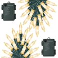 thumbnail image 1 of shiyou-2 Pack 50 LED Outdoor Christmas Lights, 16FT Battery Operated Mini String Lights with 8 Modes & Timer, Xmas Tree Lights Waterproof for Patio Garden Party Wedding Holiday Decor, Warm White, 1 of 4