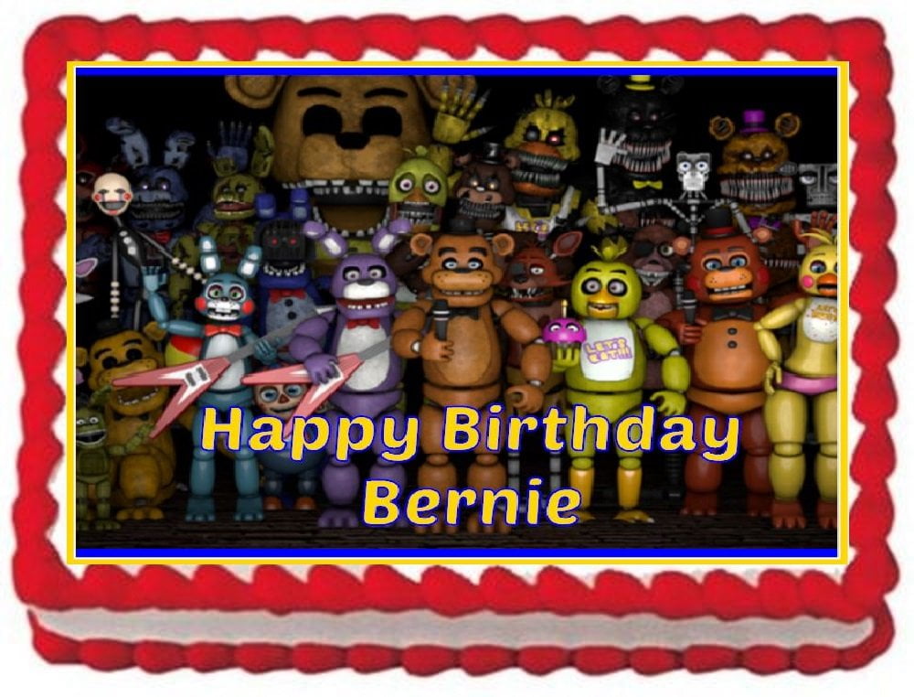 Five nights at Freddy's FNaF party edible cake image cake topper frosting 1/4... 