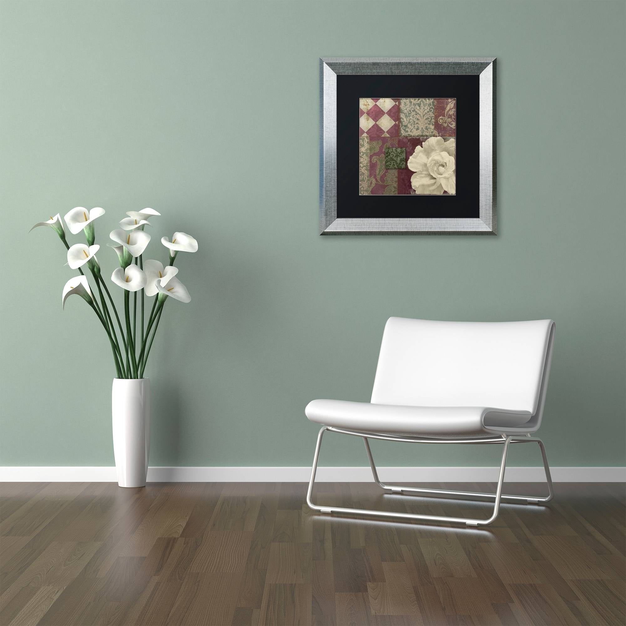 Trademark Fine Art "Patch Work Brocade II" Canvas Art by Color Bakery Black Matte, Silver Frame