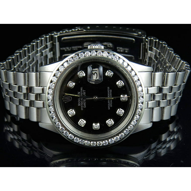 stak myndighed punkt Rolex Mens Rolex Date Just Jubilee Black Dial Diamond Watch 2.65 Ct -  Walmart.com
