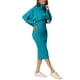thumbnail image 4 of Conjunto de dos piezas de mujer INSPIRE CHIC, suéteres de punto de manga larga con cuello alto, vestido midi ajustado de tanque XL azul, 4 of 6