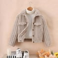 thumbnail image 2 of Zpanxa Girls Faux Fur Collar Sherpa Jacket Winter Oversized Lapel Long Sleeve Cozy Warm Outerwear Coat for Kids 4-14 Years, 2 of 7