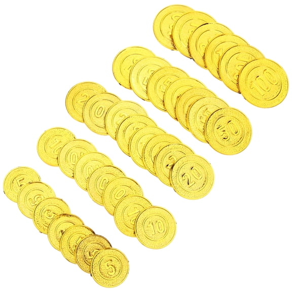 BESTSKY 100Pcs Gold Plastic Pirate Coins for Kids Treasure Hunt, Party Favors, Birthday Decorations, Carnival Prizes, Game Props, Themed Giveaways, Holiday Celebration Supplies