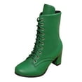thumbnail image 4 of Fashion Women's Solid Ankle Boots Lace Up Short Booties with Square Heels for Autumn Wear, 4 of 9