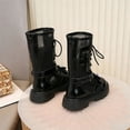 thumbnail image 6 of Cethrio Little Girls Riding Boots, Non-Slip Breathable Casual Lace-up Mid Calf Boots Black Size 11(Little Kids), 6 of 8