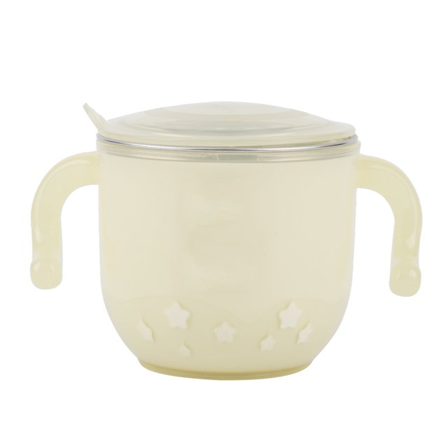 Taza de agua con aislamiento térmico con bonito patrón de estrella de acero inoxidable con asa para niños (Beige)