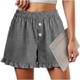 thumbnail image 5 of CHGBMOK Womens Linen Striped Shorts Ruffle Casual Athletic Shorts Comfy Short Pants with Pockets Summer Beach Vacation Outfits, 5 of 6