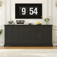 thumbnail image 3 of Winkalon 70'' Large Sideboard Buffet Cabinet, Farmhouse Kitchen Storage Cabinet with 4 Doors, Wood Coffee Bar Cabinet for Living Room, Black, 3 of 9