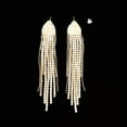 thumbnail image 2 of QQTDFG Women's Dangle Earrings Long Tassel Rhinestone Crystal Drop 925 Silver Needle-Gold, 2 of 2