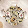 thumbnail image 4 of Ambesonne Floral Fitted Round Tablecloth, Blooming Summer Meadow Print, 56"- 60" Diameter, Sepia Mustard and Pale Orange, 4 of 5