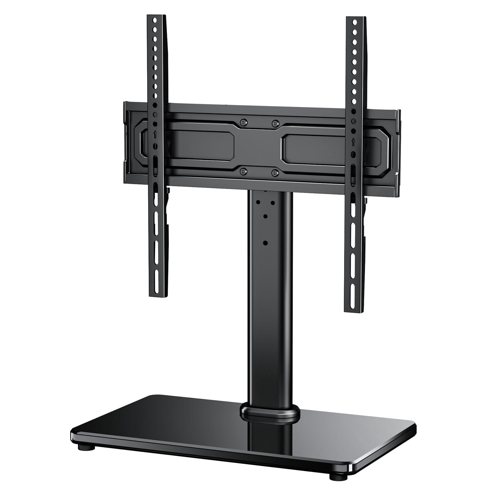 MountFTV Swivel Table Top TV Stand for 24-60 inch TVs, Holds up to 88lbs, Max 400x400mm, 50 degrees Swivels Adjustable Tabletop TV Stand with Tempered Glass Base