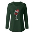 thumbnail image 4 of Puntoco moda mujer manga larga con cuello en v blusa con estampado de Navidad otoño causal pulóver tops Puntoco Puntoco-5266, 4 of 4