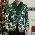 thumbnail image 4 of Qepwscx Men Xmas Jacket Ugly Christma Suits Long Sleeve Red Novelted Pixel Reindeer Button Blazer Two Button Wedding Office Sport Coat Business Prom Plus Size Blazer S-4X, 4 of 7
