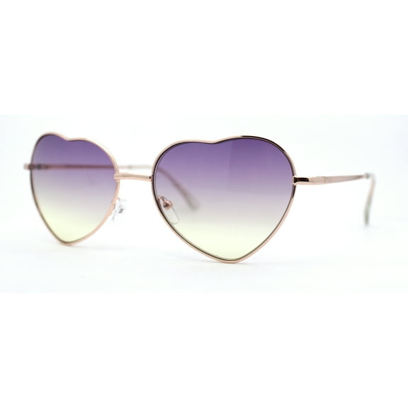 Iconic Valentine Heart Shape Metal Rim Peacenik Love Sunglasses Gold Purple Yellow