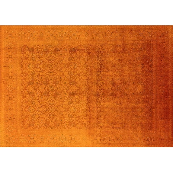Ahgly Company Machine Washable Indoor Rectangle Oriental Yellow Industrial Area Rugs, 3' x 5'