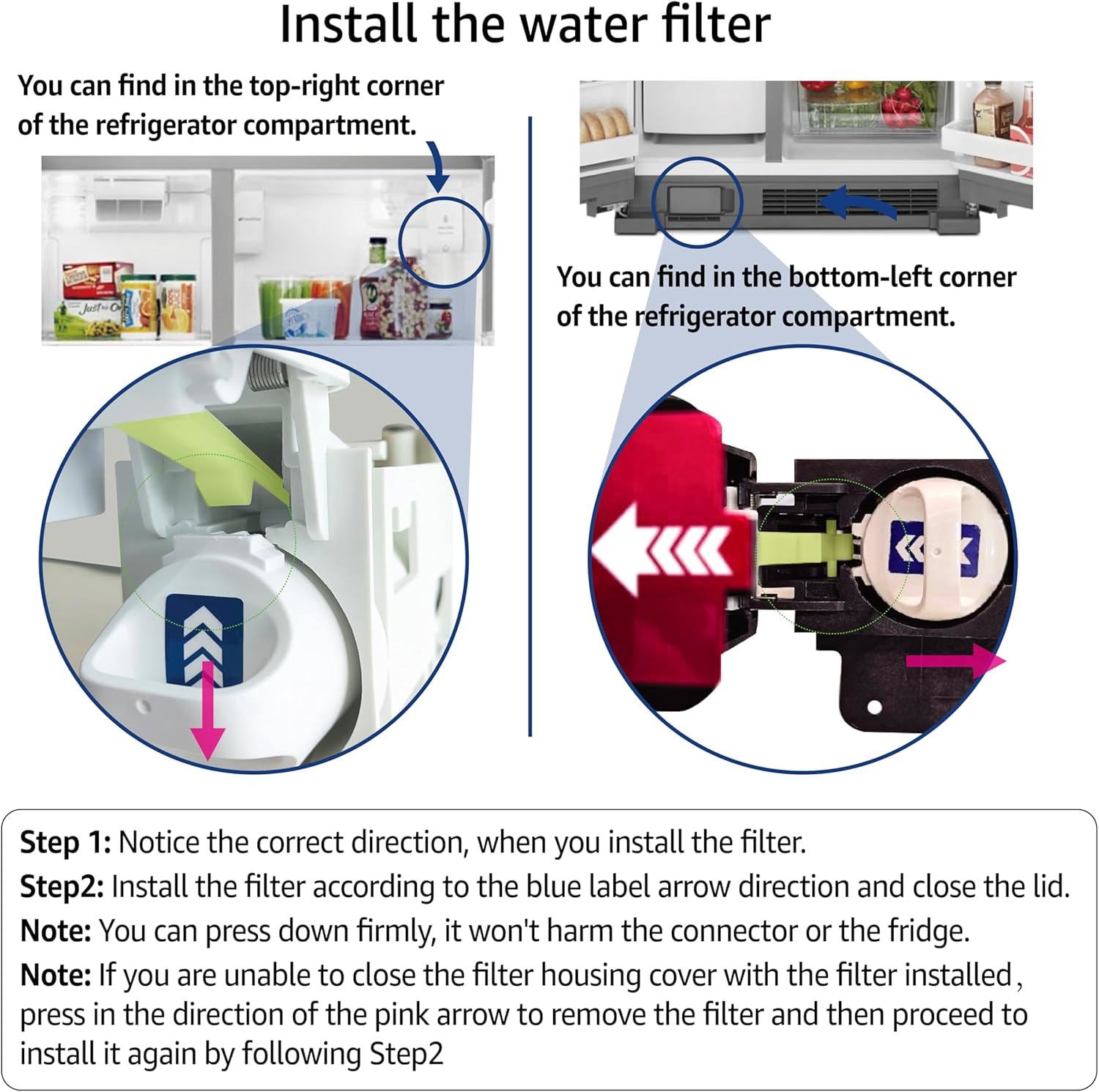 Maxblue Refrigerator Water Filter, 2 Filters (Package May Vary)