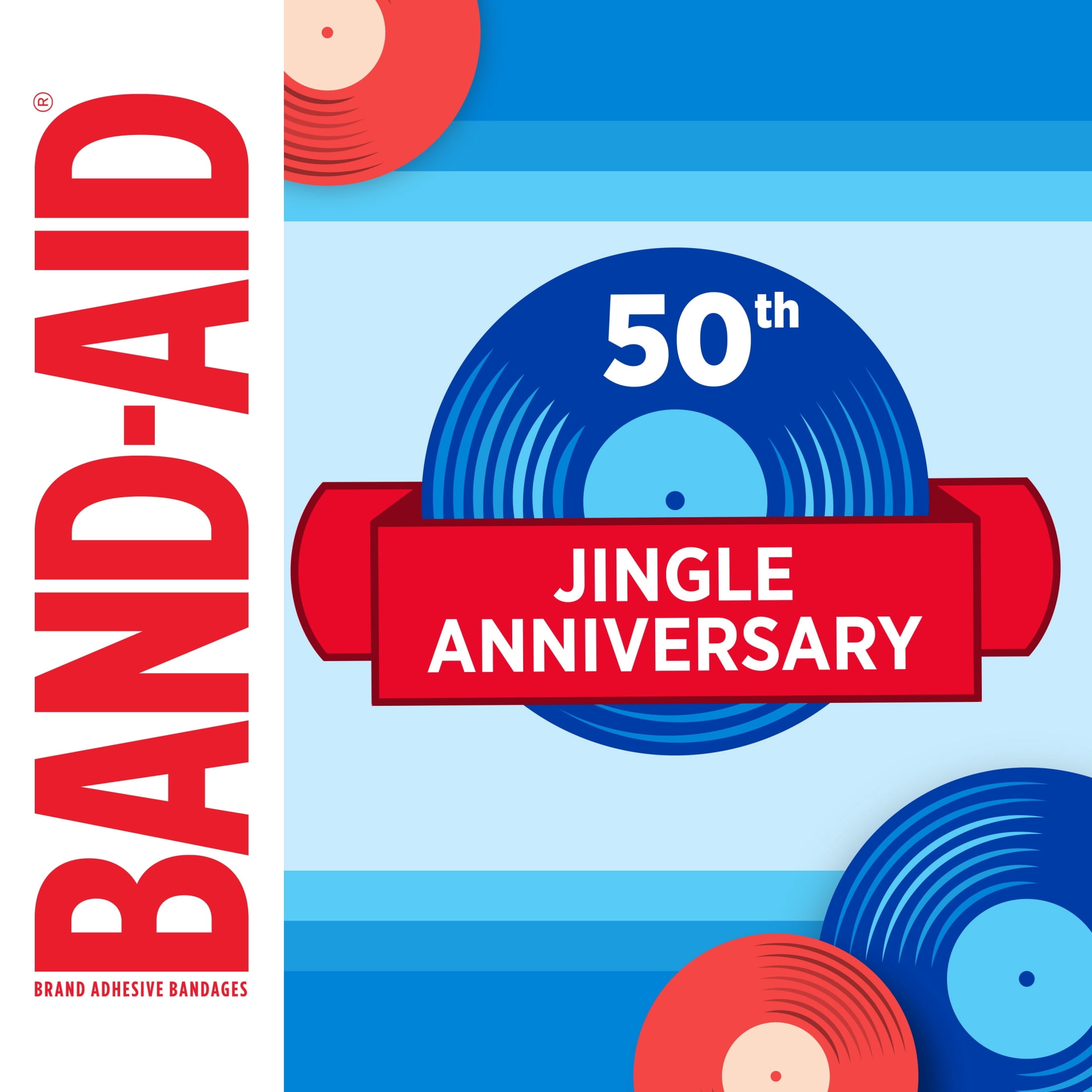 (4 pack) BAND-AID Brand Adhesive Bandages, Jingle Tin, Assorted Sizes, 50ct