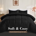 thumbnail image 3 of Mosluna King Size Comforter Sets, 3 Piece Soft Quilted Bedding Sets, All-Season Down Alternative Comforter with 2 Pillow Shams, Black, 3 of 9