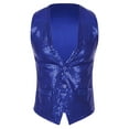 thumbnail image 3 of TiaoBug Womens Shiny Sequins Vest Button Sleeveless Jacket Nightclub Prom Party Waistcoat Royal Blue XXL, 3 of 7